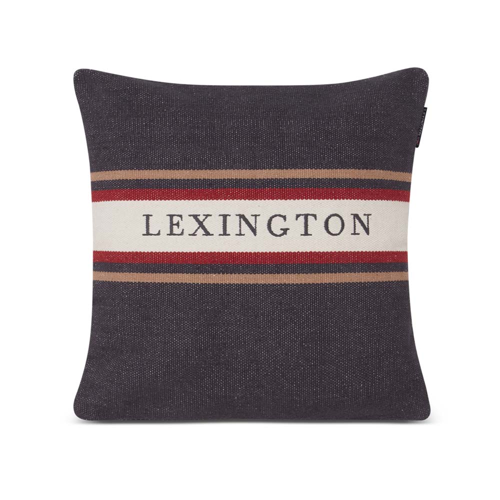 Lexington Striped Logo Recycled Cotton Prydnadskudde
